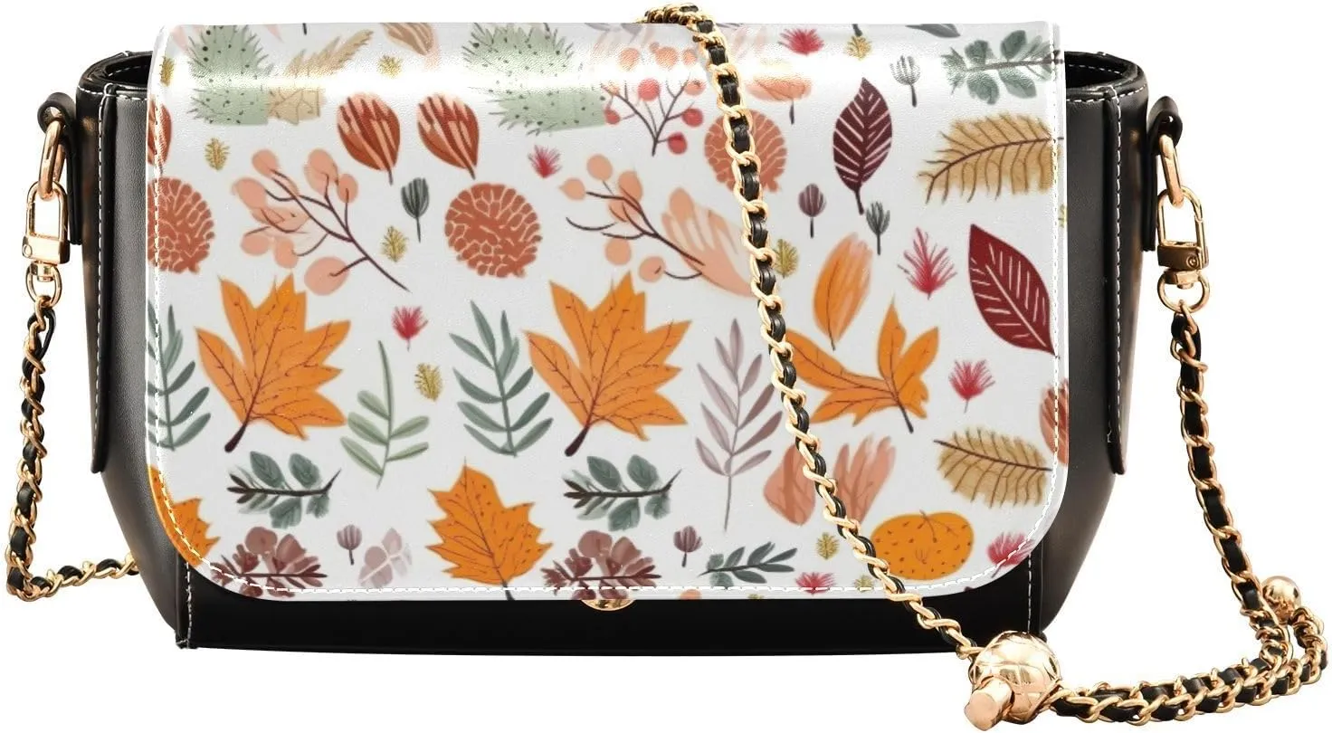 GAIGEO Watercolor of Wild Flowers Womans Shoulder Bag, Leather Crossbody Purses, Leather Crossbody Bag for Women