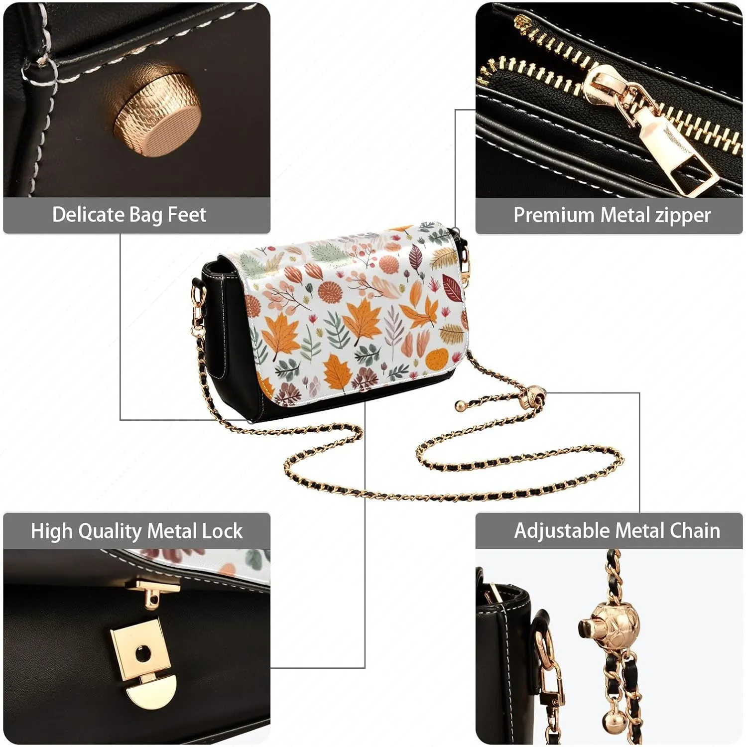 GAIGEO Watercolor of Wild Flowers Womans Shoulder Bag, Leather Crossbody Purses, Leather Crossbody Bag for Women