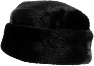 GALPADA Men Faux Fur Hat Warm Beanie for Outdoor Activities Vintage Style for Travel Fishing Beach Trips and Photography Casual Fashion Accessory for All Occasions Black
