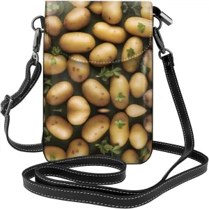 Garden Potatoes Pattern Leather Crossbody Flap Phone Bag - Versatile Gift for Women Walking, Camping, Shopping, and Travel