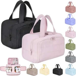 GDSAFS Large Capacity Wide-Open Travel Cosmetic Bag - Curetoaway Travel Cosmetic Bag, 4-In-1 Portable Waterproof Dry/Wet Separation Pouch Open Flat Toiletry Bags with 4 Compartments (2pcs/D)