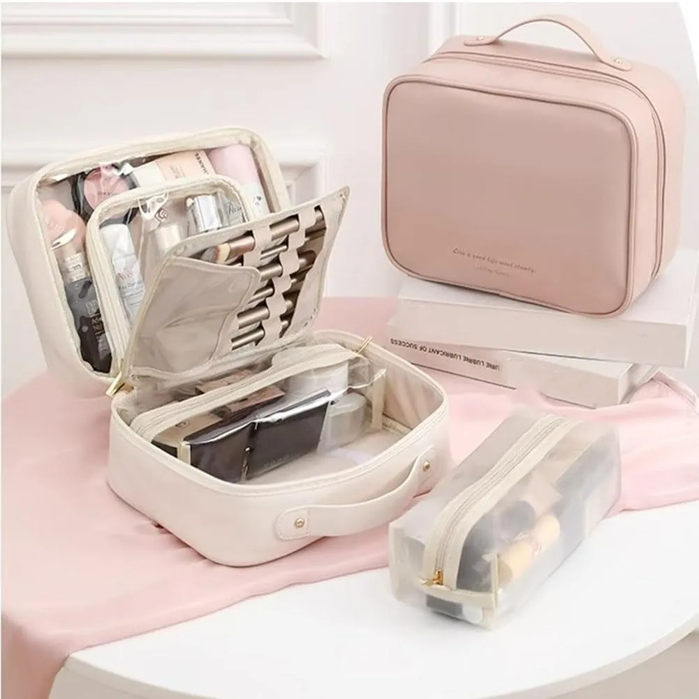 GDSAFS Multi Compartment Toiletry Bag, Multi-Compartment Toiletry Cosmetics Bag, Toiletry Cosmetics Bag Consulbefor for Makeup Travel (2pcs-A)