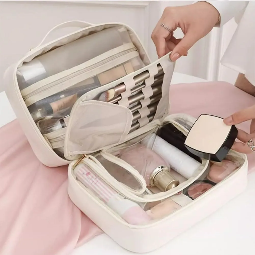 GDSAFS Multi Compartment Toiletry Bag, Multi-Compartment Toiletry Cosmetics Bag, Toiletry Cosmetics Bag Consulbefor for Makeup Travel (2pcs-A)