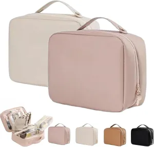 GDSAFS Multi Compartment Toiletry Bag, Multi-Compartment Toiletry Cosmetics Bag, Toiletry Cosmetics Bag Consulbefor for Makeup Travel (2pcs-A)