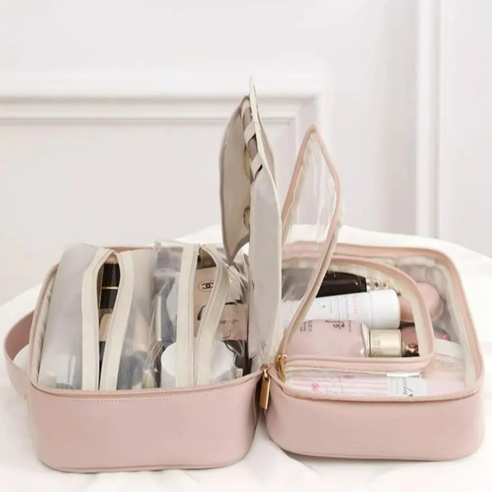 GDSAFS Multi Compartment Toiletry Bag, Multi-Compartment Toiletry Cosmetics Bag, Toiletry Cosmetics Bag Consulbefor for Makeup Travel (2pcs-A)