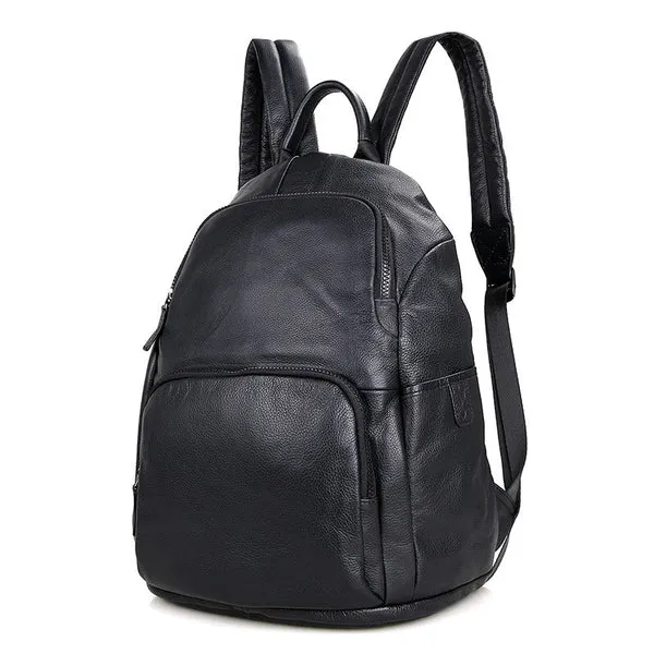 Genuine Leather Backpack, School Backpack, Casual Shoulder Laptop Backpack For Men