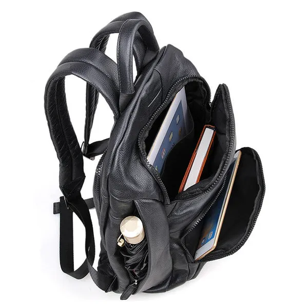 Genuine Leather Backpack, School Backpack, Casual Shoulder Laptop Backpack For Men