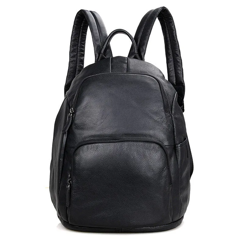 Genuine Leather Backpack, School Backpack, Casual Shoulder Laptop Backpack For Men