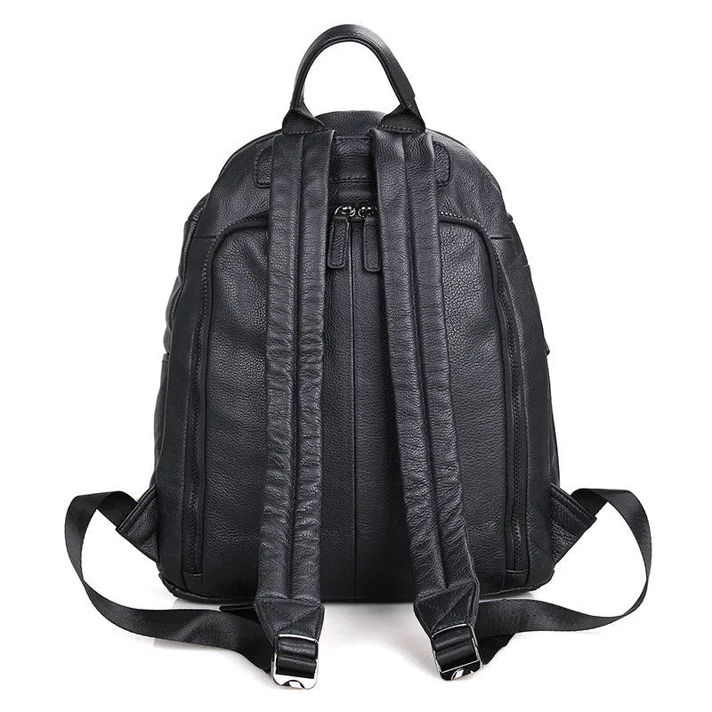 Genuine Leather Backpack, School Backpack, Casual Shoulder Laptop Backpack For Men