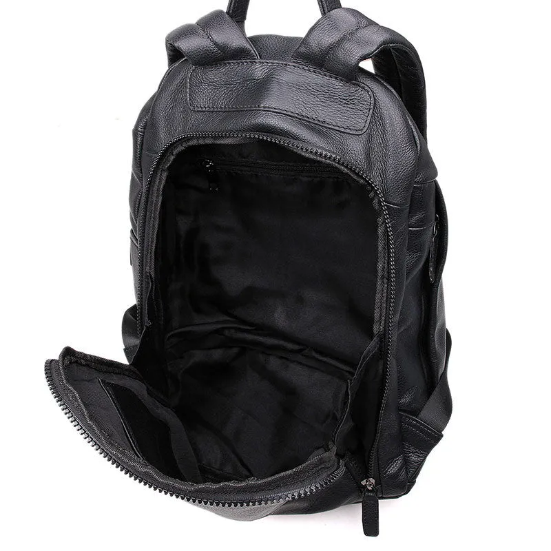 Genuine Leather Backpack, School Backpack, Casual Shoulder Laptop Backpack For Men