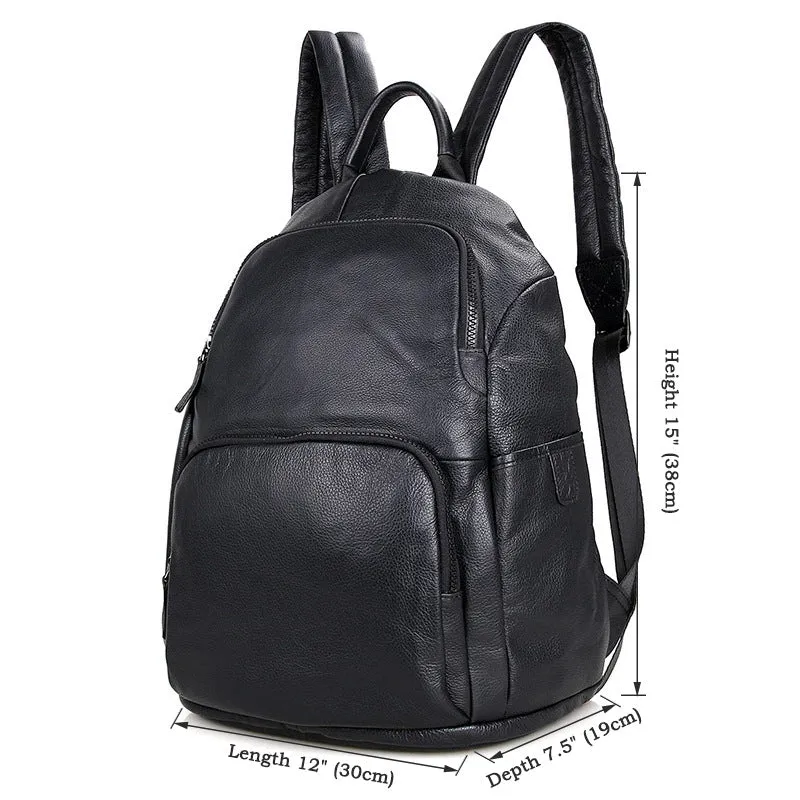 Genuine Leather Backpack, School Backpack, Casual Shoulder Laptop Backpack For Men