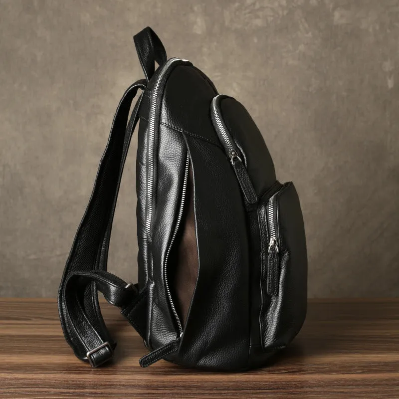 Genuine Leather Backpack, School Backpack, Casual Shoulder Laptop Backpack For Men