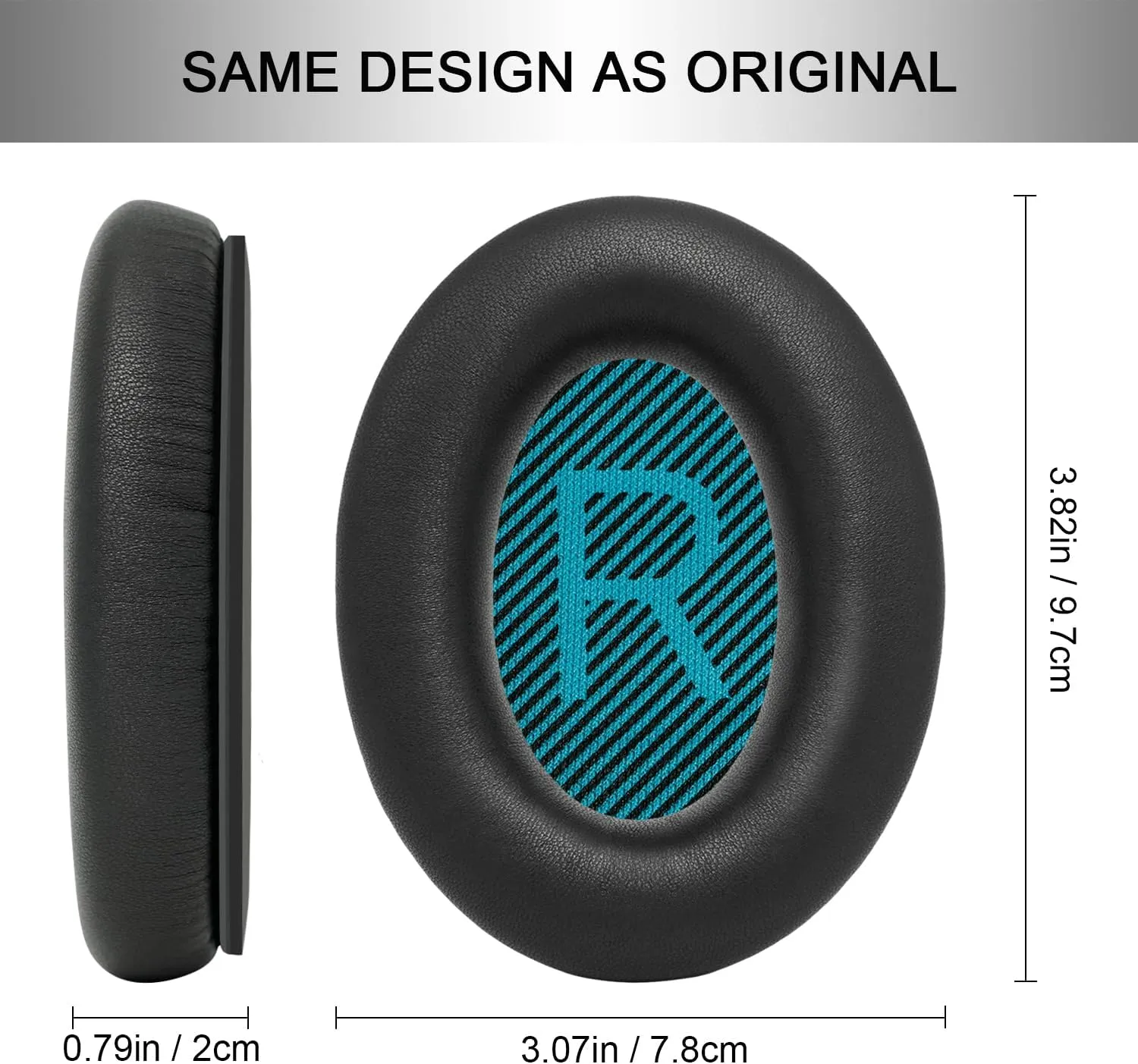 GEVO Replacement Ear Pads for Bose QC25 Headphones, Earpads for Bose QuietComfort QC2 QC15 Ae2 Ae2i Ae2w Headphones, Sheepskin Leather, Memory Foam & Softer for Longer Ear Cushions (Blue Mats)