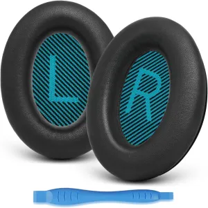 GEVO Replacement Ear Pads for Bose QC25 Headphones, Earpads for Bose QuietComfort QC2 QC15 Ae2 Ae2i Ae2w Headphones, Sheepskin Leather, Memory Foam & Softer for Longer Ear Cushions (Blue Mats)