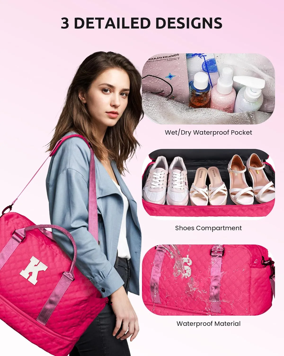 Gifts for Women-Gift Ideas for Woman, Initial Travel Bag with Shoe Compartment, Personalized Weekender Bag, Monogram Overnight Bag for Women, Letter Travel Bag with Makeup Bag (Letter Y)
