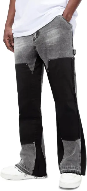 GINGTTO Men's Jeans Slim Fit Flared Stacked Denim Pants Hip Hop Streetwear