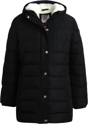 Girls' Winter Coat - Warm Polar Fleece Lined Long Quilted Puffer Jacket for Girls with Sherpa Lined Hood (7-16)