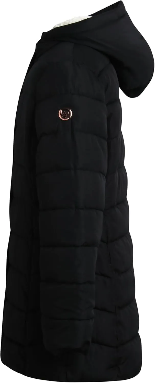 Girls' Winter Coat - Warm Polar Fleece Lined Long Quilted Puffer Jacket for Girls with Sherpa Lined Hood (7-16)