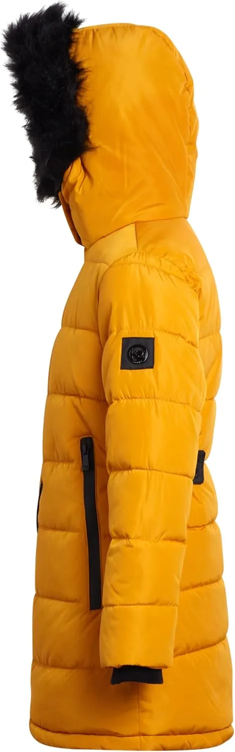 Girls' Winter Coat - Warm Polar Fleece Lined Long Quilted Puffer Jacket for Girls with Sherpa Lined Hood (7-16)