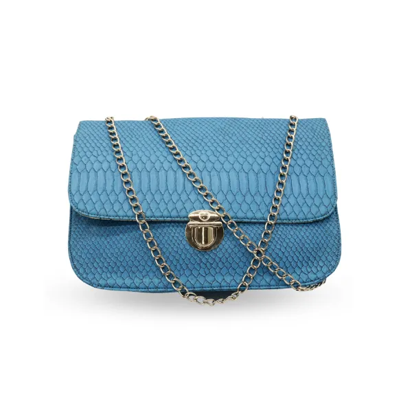 GLEBE - Women's Teal Faux Snakeskin Leather Clutch Bag