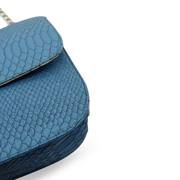GLEBE - Women's Teal Faux Snakeskin Leather Clutch Bag