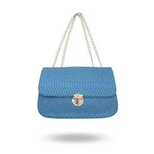 GLEBE - Women's Teal Faux Snakeskin Leather Clutch Bag