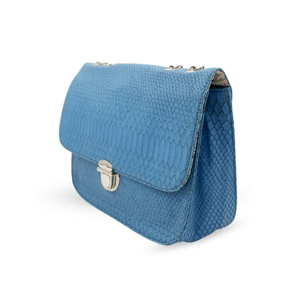 GLEBE - Women's Teal Faux Snakeskin Leather Clutch Bag