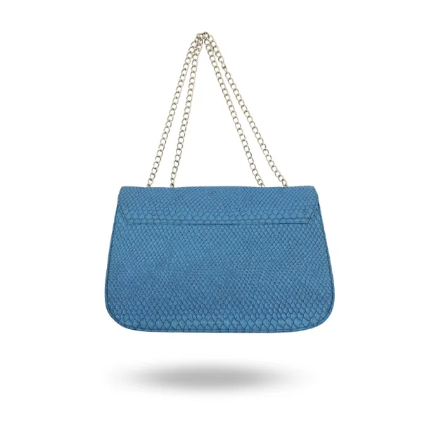 GLEBE - Women's Teal Faux Snakeskin Leather Clutch Bag