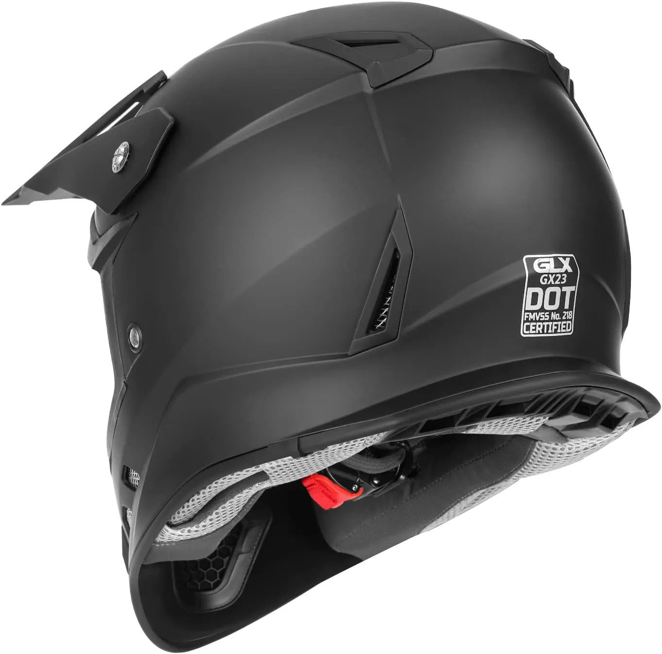 GLX GX23 Dirt Bike/Motocross Helmet - Matte Black, Medium - DOT Approved