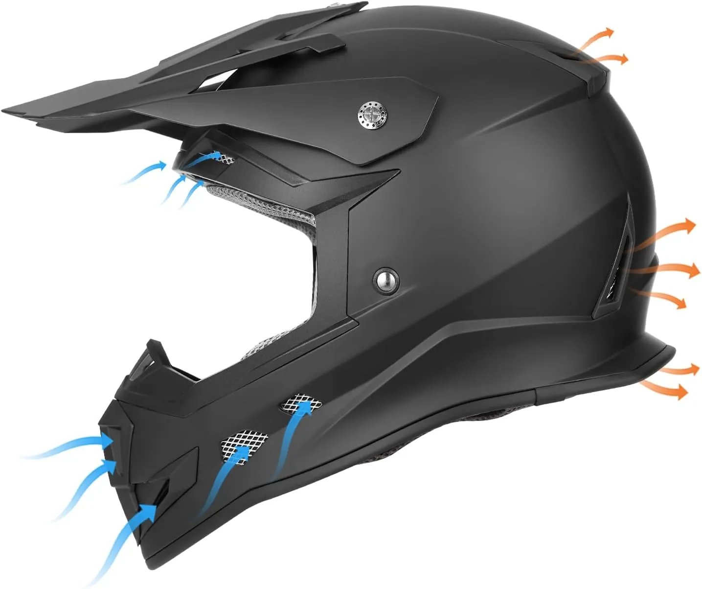 GLX GX23 Dirt Bike/Motocross Helmet - Matte Black, Medium - DOT Approved