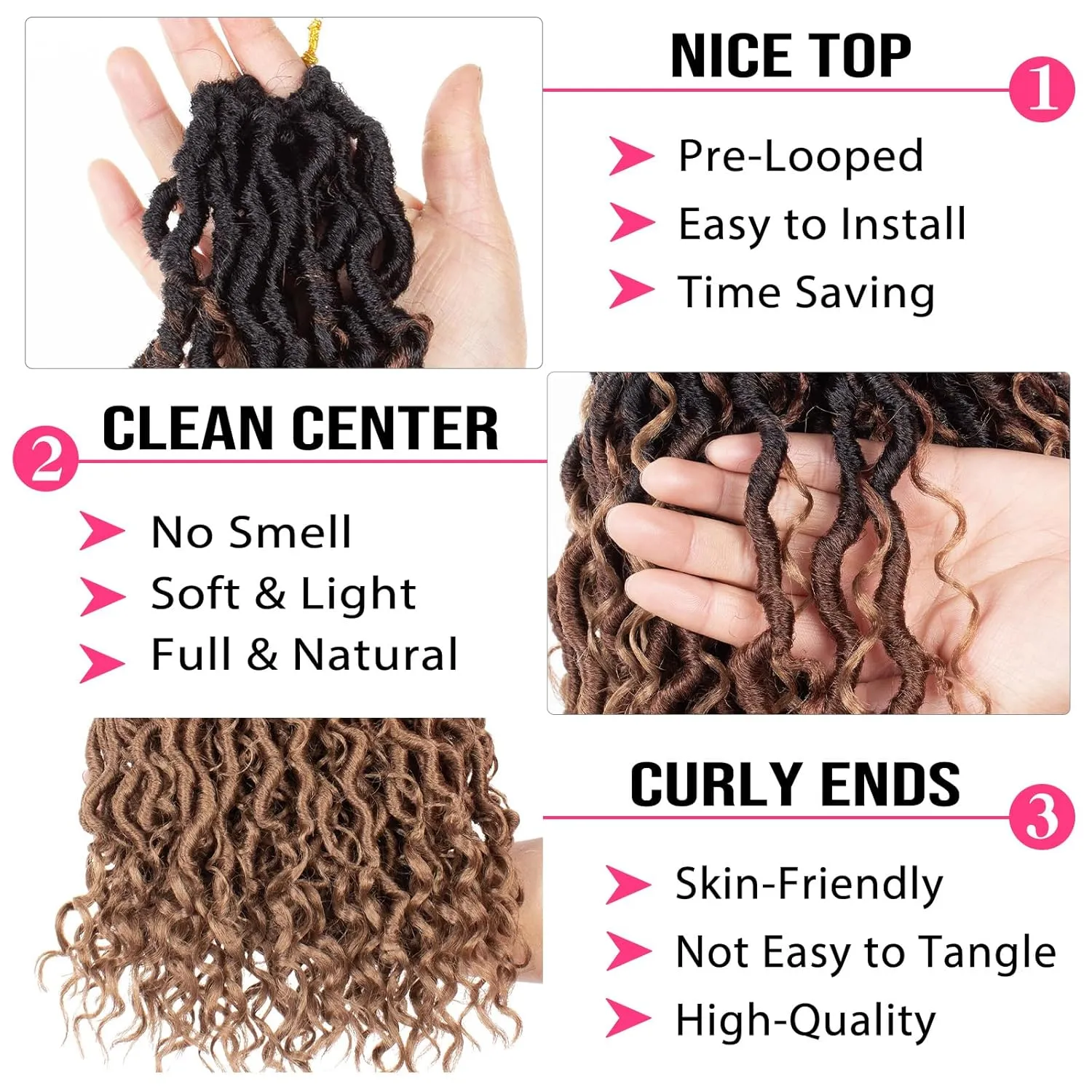 Goddess Locs Crochet Hair 8 Packs 30 Inch Ombre Crochet Hair for Black Women Crochet Goddess locs Boho Hippie Locs Hair Faux Locs Crochet Hair with Curly Ends Pre-looped River Locs(1B3027#)