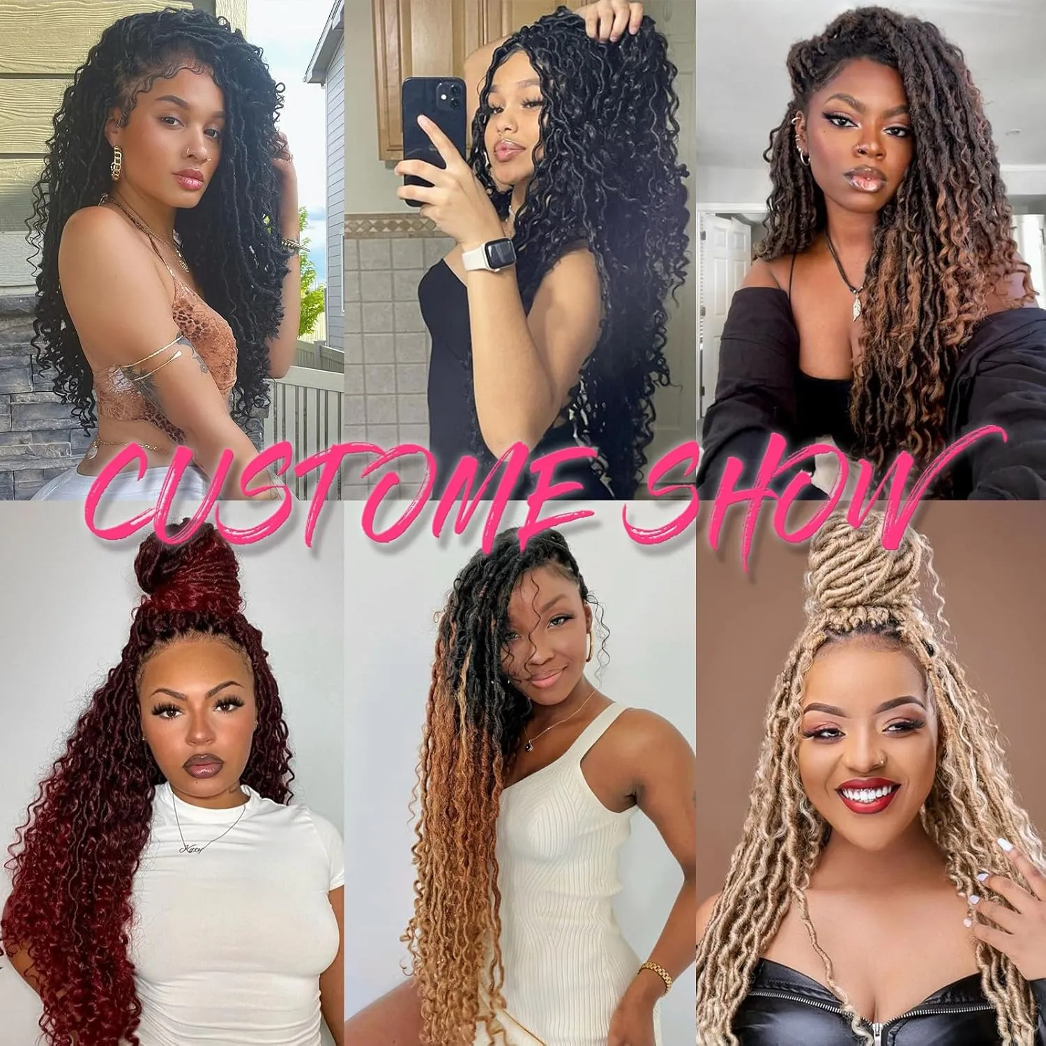 Goddess Locs Crochet Hair 8 Packs 30 Inch Ombre Crochet Hair for Black Women Crochet Goddess locs Boho Hippie Locs Hair Faux Locs Crochet Hair with Curly Ends Pre-looped River Locs(1B3027#)
