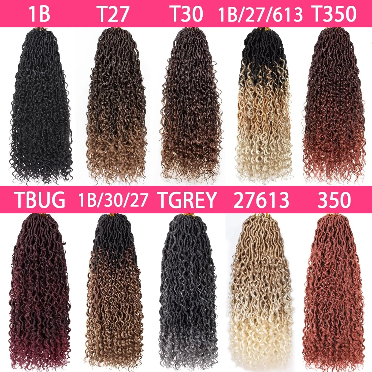 Goddess Locs Crochet Hair 8 Packs 30 Inch Ombre Crochet Hair for Black Women Crochet Goddess locs Boho Hippie Locs Hair Faux Locs Crochet Hair with Curly Ends Pre-looped River Locs(1B3027#)