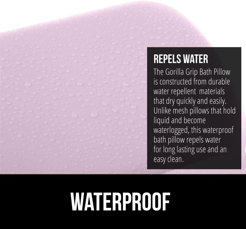 GORILLA GRIP Bath Pillow for Tub, Improved Suction Cups, Luxury Bathtub Pillows, Headrest for Neck and Back Support, Relaxing Home Spa, Hot Tubs and Bathroom Essentials, Gifts for Women, 2 Panel Pink