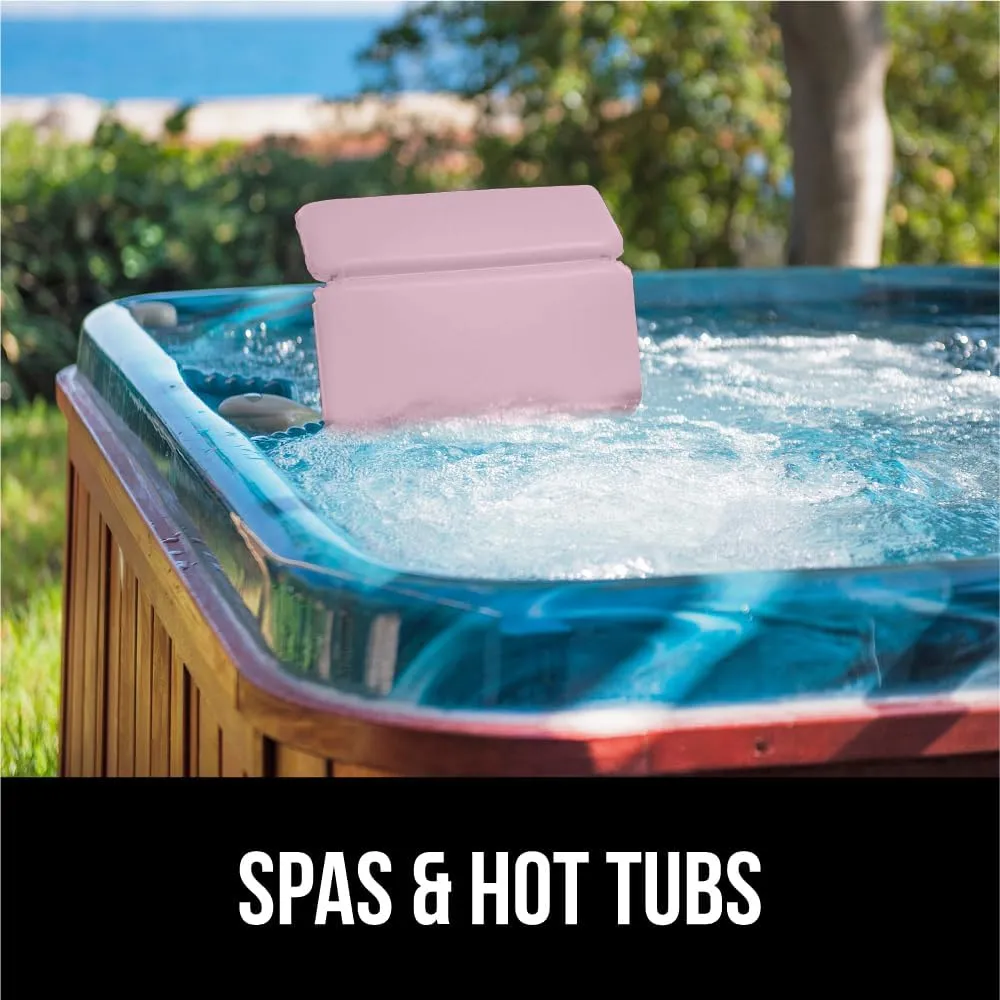 GORILLA GRIP Bath Pillow for Tub, Improved Suction Cups, Luxury Bathtub Pillows, Headrest for Neck and Back Support, Relaxing Home Spa, Hot Tubs and Bathroom Essentials, Gifts for Women, 2 Panel Pink