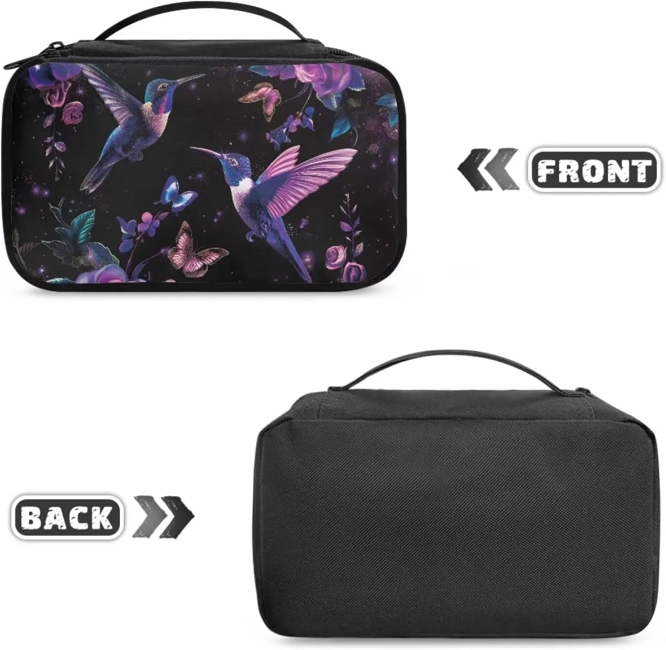 Gothic Hummingbird Makeup Bag for Women Cosmetic Travel Bag with Handle Cute Travel Toiletry Bag for Women Makeup and Skincare Organizer Travel Case Travel Accessories for Women