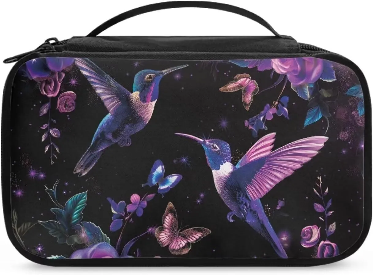 Gothic Hummingbird Makeup Bag for Women Cosmetic Travel Bag with Handle Cute Travel Toiletry Bag for Women Makeup and Skincare Organizer Travel Case Travel Accessories for Women