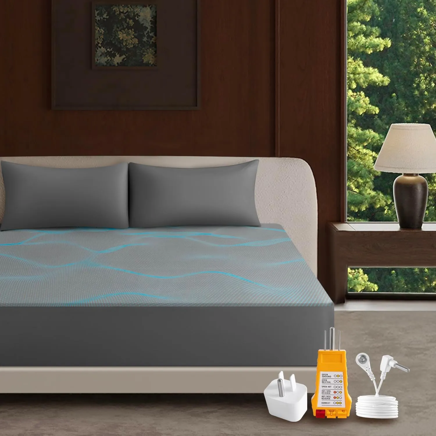 Grounding Sheet,Luxury 88% Tencel & 12% Pure Silver Fiber Grounded Fitted Sheets,Silk Soft Earth Grounding Well Bed Sheets Deep Pocket,Hotel Quality Cooling Sheets(Sliver Grey, 78"x80")