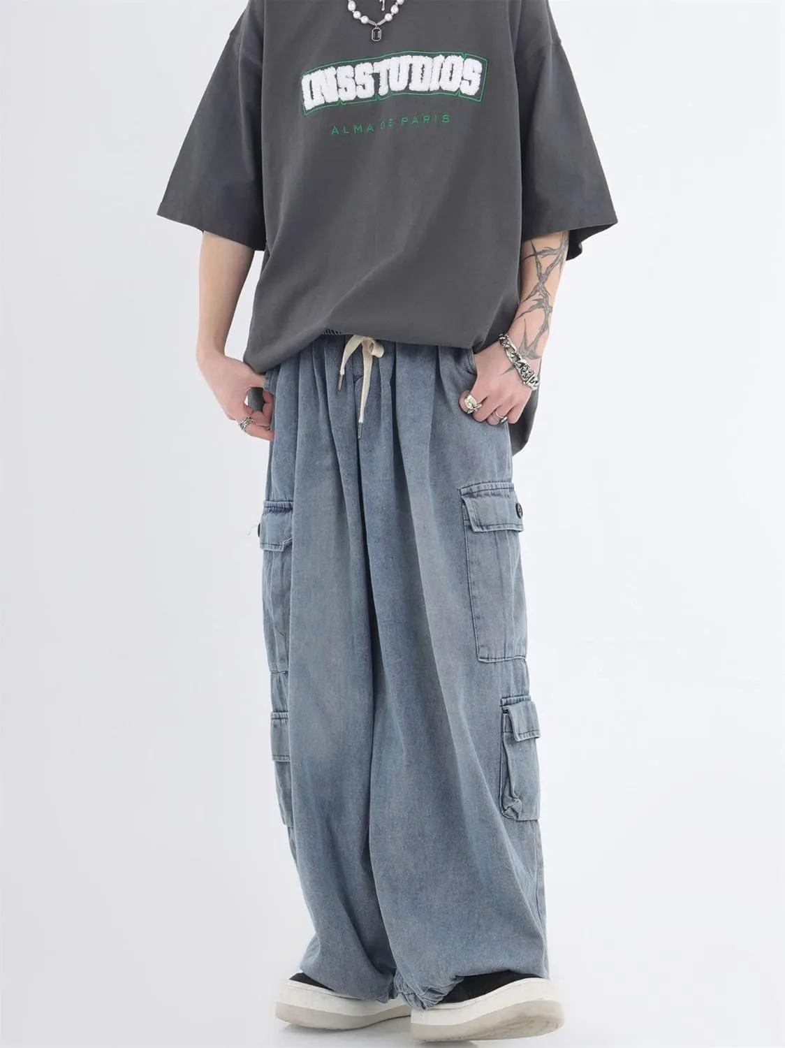 Grunge Baggy Jeans Y2K Emo Alt Cargo Pant Fairycore Demin Cloting Aesthetic Jogger Sweatpants Hiphop Tripp Streetwear
