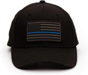 Grunt Style Blue Line Flag Hat (Black, One Size)