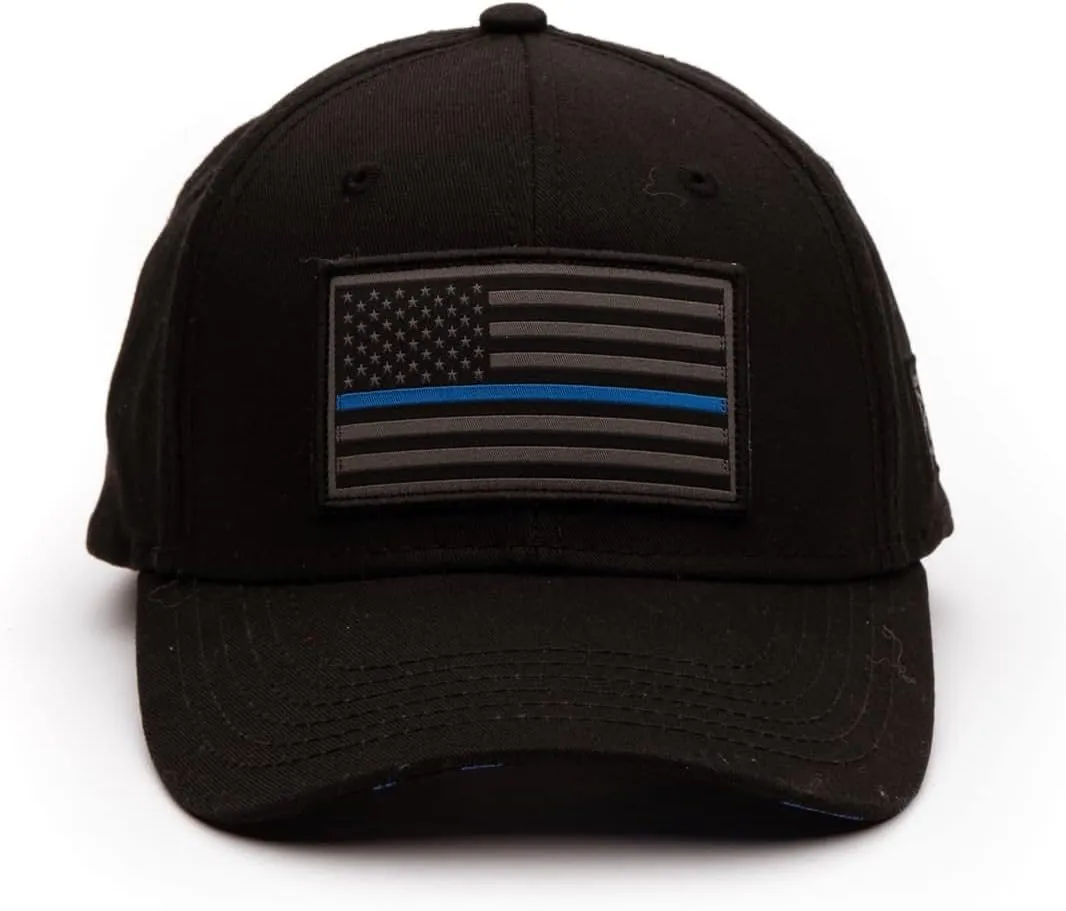 Grunt Style Blue Line Flag Hat (Black, One Size)