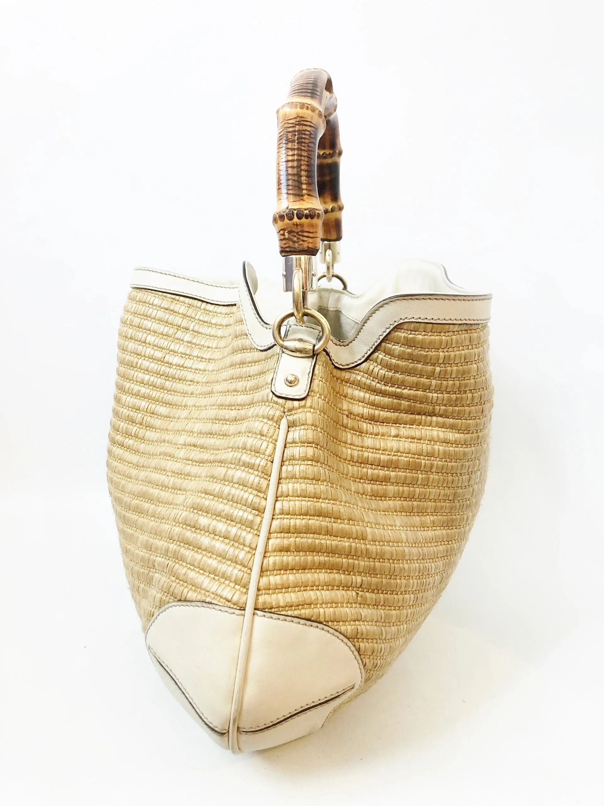 Gucci Peggy Raffia & Bamboo Hobo
