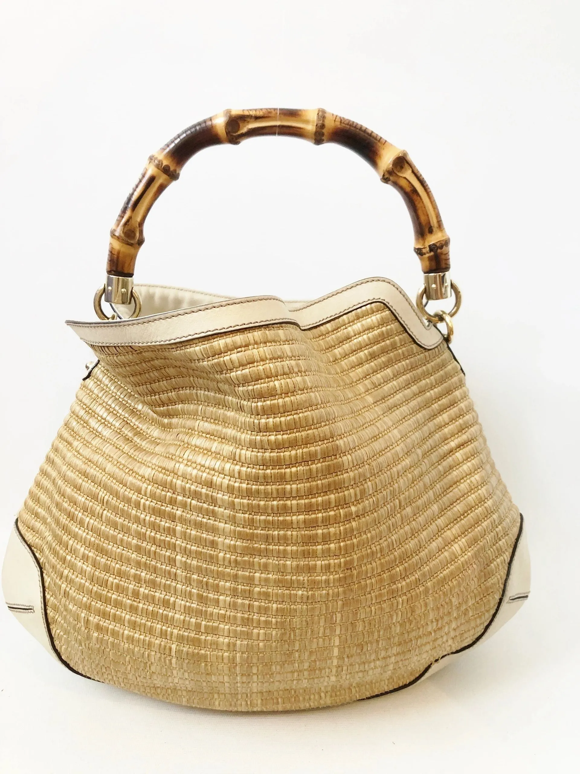 Gucci Peggy Raffia & Bamboo Hobo