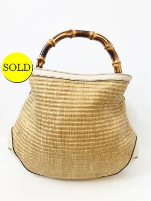 Gucci Peggy Raffia & Bamboo Hobo