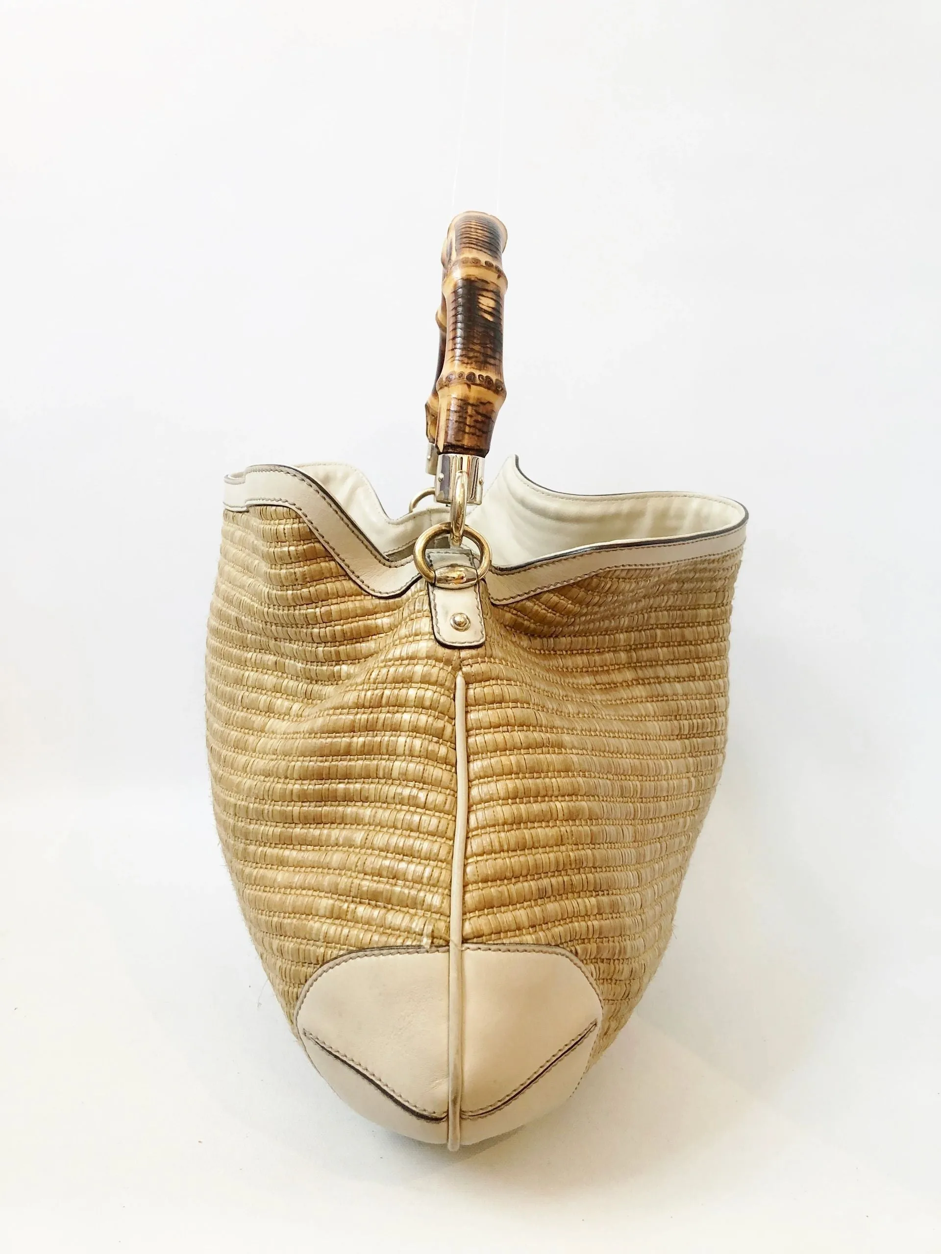 Gucci Peggy Raffia & Bamboo Hobo