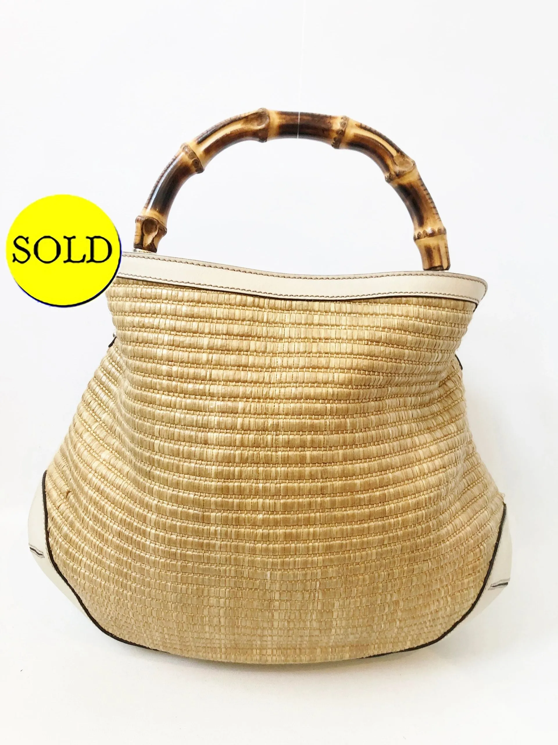Gucci Peggy Raffia & Bamboo Hobo