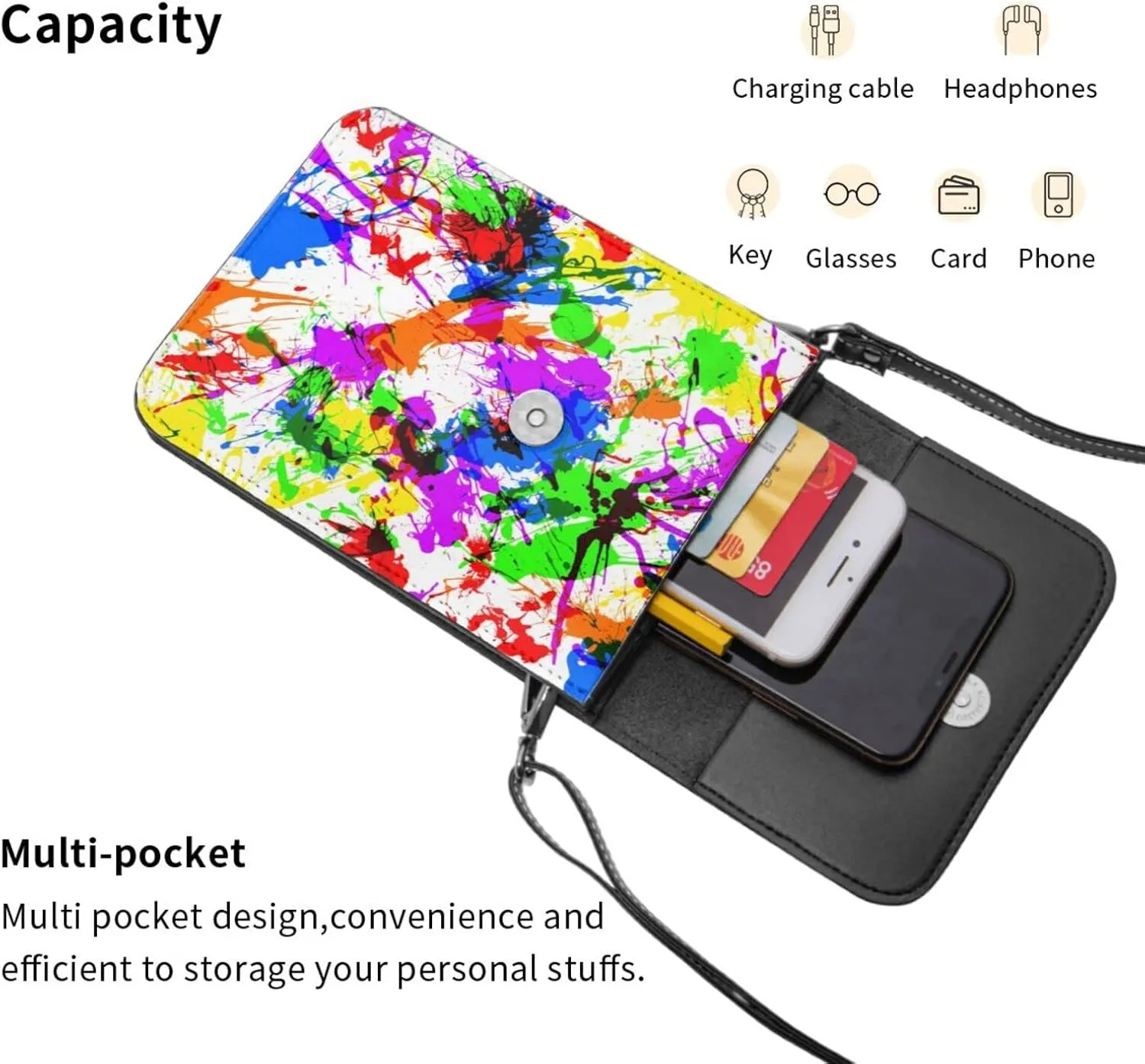 Half Mexico American Flag Leather Crossbody Cell Phone Purse Small Wallet Bags Adjustable Phone Bag for Women
