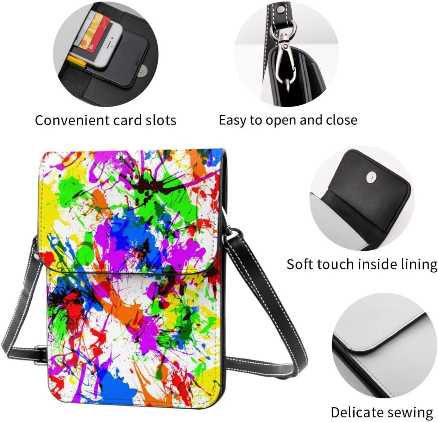 Half Mexico American Flag Leather Crossbody Cell Phone Purse Small Wallet Bags Adjustable Phone Bag for Women