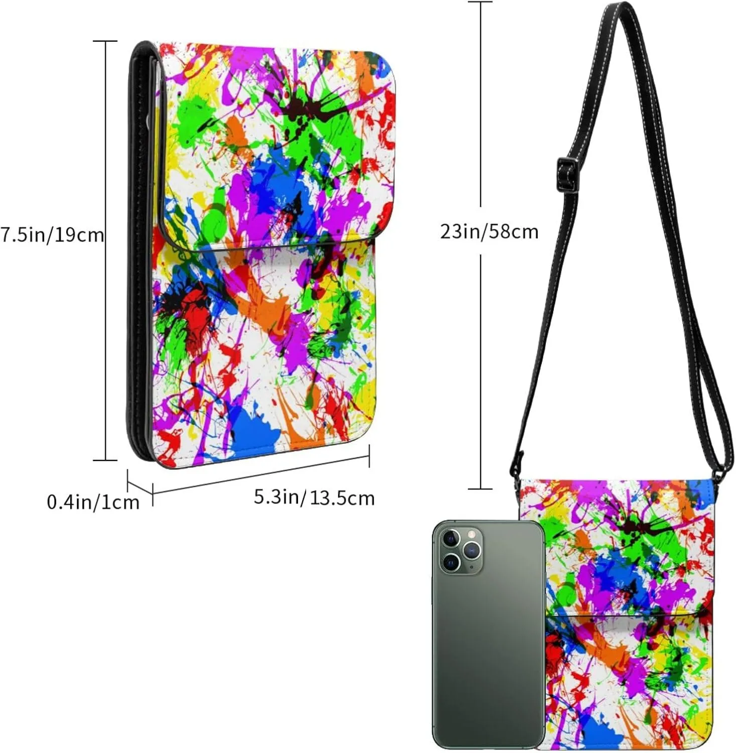 Half Mexico American Flag Leather Crossbody Cell Phone Purse Small Wallet Bags Adjustable Phone Bag for Women