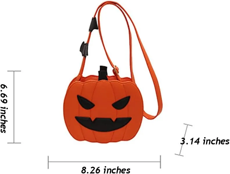 Halloween Funny Pumpkin Crossbody Bag, Women’s Angry Smiling Creative Shoulder Purse, Novelty Devil Trick Or Treat Candy Bag